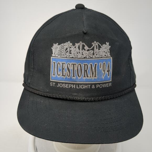 Icestorm '94 St. Joseph Light & Power Snapback Trucker Hat Cap Black OS Vintage - Picture 2 of 9